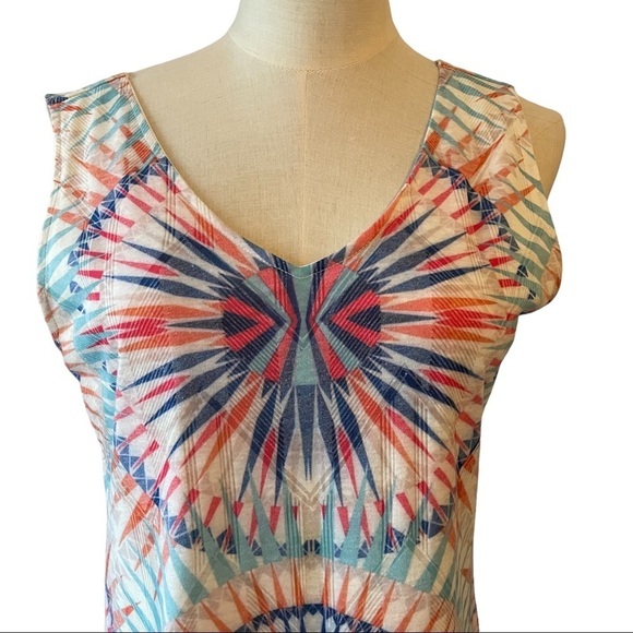 Tribal Jeans sleeveless red white blue circle midi  dress - Picture 2 of 9